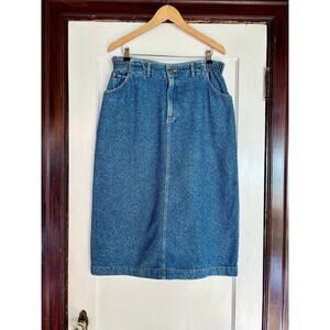 Vintage 90s Denim Jean Midi Skirt (Made in USA)- Size Large